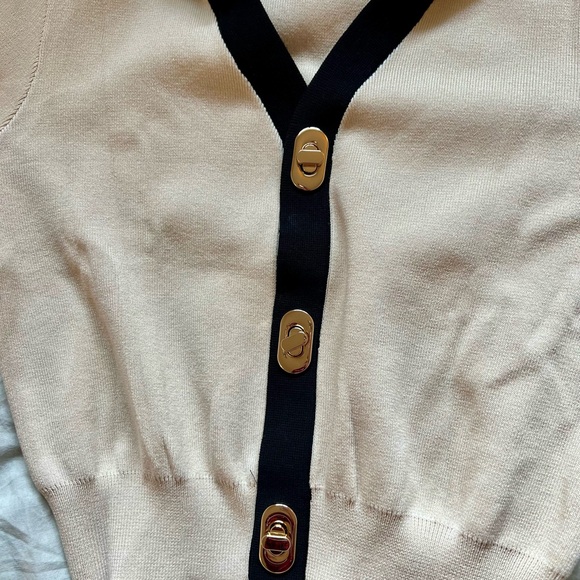 Apricot & Black Commense Viscose Crop Collard Cardigan - Picture 5 of 9